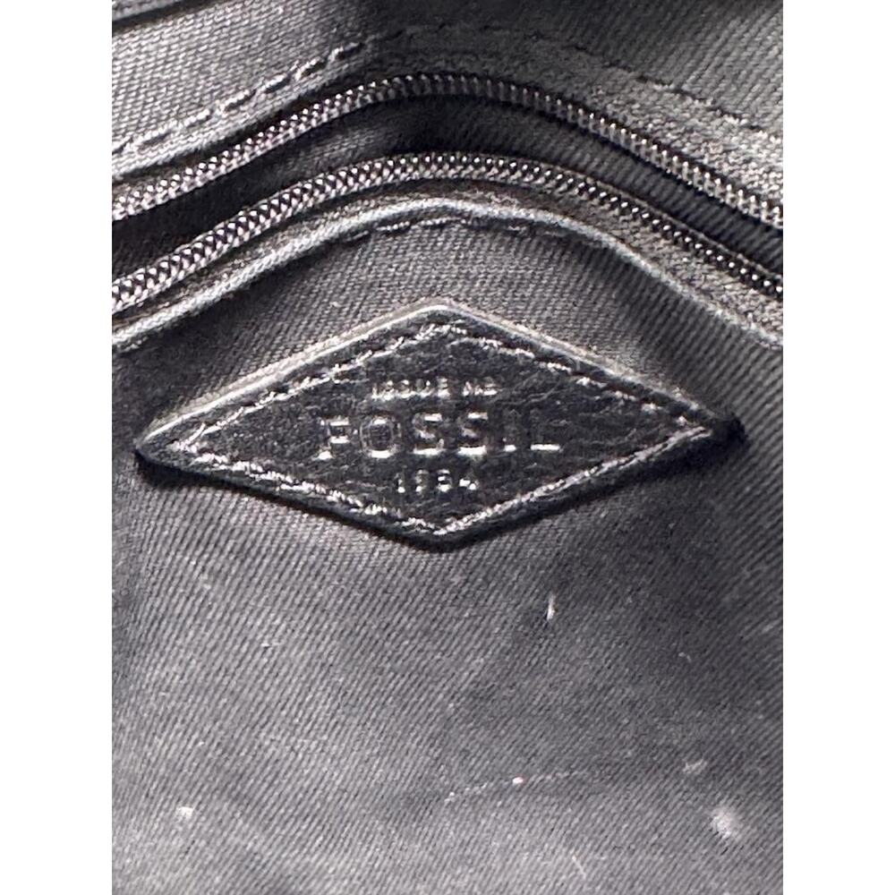 Fossil Crossbody Bag Womens Medium Black Leather Saddle Tassel Flap Purse Boho - Picture 8 of 10